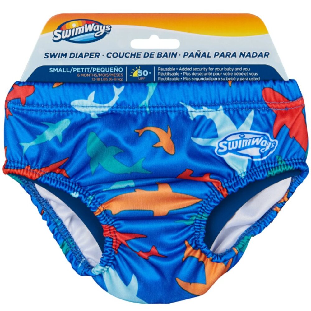 NEW SwimWays Reusable Shark Swim Diaper 50+ UPF Small 6M 13-18 lbs Boys
